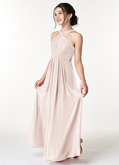 Azazie Anthea Junior Rose Petal Pleated Chiffon Dress image4