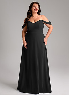Azazie Marley Bridesmaid Dresses Black A-Line Off the Shoulder Chiffon Convertible Dress image13