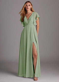 Azazie Kitr Final Sale Black A-Line Ruched Chiffon Dress image1