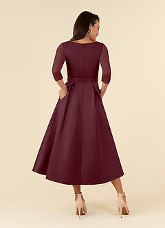 Azazie Maritza Mother of the Bride Dresses Cabernet A-Line Pleated Matte Satin Dress image7