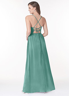 Azazie Raya Vestidos de madrinha de casamento Vestido Água de Cetim elástico de Linha A com Espartilho image2