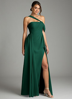 Azazie Kassandra Jurken voor bruidsmeisjes Jurk van Chiffon met A-Lijn Off the Shoulder Smaragd image5
