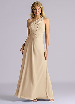 Azazie Isabelle Final Sale Champagne A-Line One Shoulder Chiffon Convertible Dress image5
