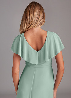 Azazie Lainey Bridesmaid Dresses Agave A-Line with Pockets Chiffon Dress image2