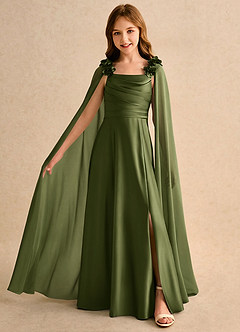 Azazie Rosita Girls Formal Flower Girl Klänningar Klä A-Line i Stretch Satin Plisserad image3