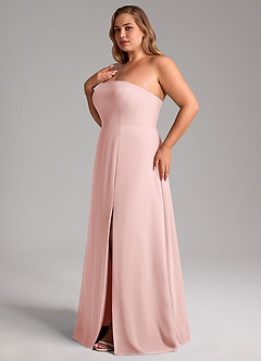 Azazie Wren Vestidos de damas de honor Vestido de Rosa Empolvado de Gasa de Corte en A Convertible con Corte Lateral image13