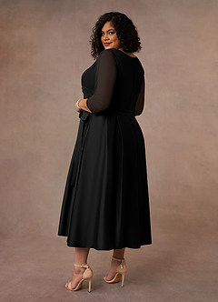 Azazie Maritza Kleider für die Brautmutter A-Linie Plissee Matte Satin Kleid Schwarz image10