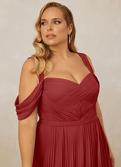 Christian Siriano Bridal for Azazie 1013 Bridesmaid Dresses Rust A-Line Off the Shoulder Chiffon Dress image14