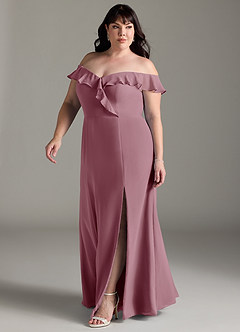 Azazie Sophie Bridesmaid Dresses Vintage Mauve A-Line Off the Shoulder Chiffon Convertible Dress image8