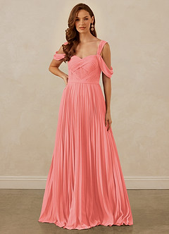 Christian Siriano Bridal for Azazie 1013 Bridesmaid Dresses Coral A-Line Off the Shoulder Chiffon Dress image8