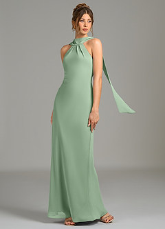 Azazie Cassiana Bridesmaid Dresses Matcha Mermaid Pleated Chiffon Dress image1