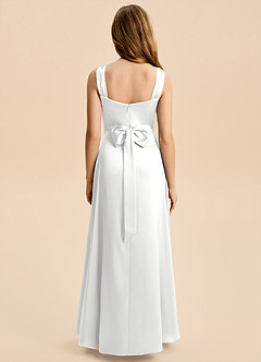 Azazie Kiki Junior Robe Trapèze en Satin extensible Arc Blanc image1