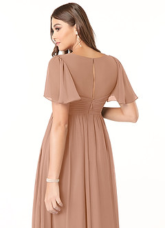 Azazie Verna Maternity Bridesmaid Dresses A-Line V-Neck Ruched Chiffon Floor-Length Dress image6