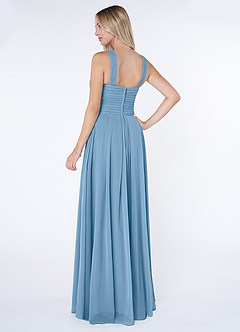 Azazie Kaleigh Bridesmaid Dresses Steel Blue A-Line Pleated Chiffon Dress image4