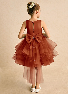 Azazie Tinie Flower Girl Dresses Paprika Ball-Gown Bow Tulle Dress image1