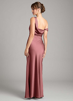 Azazie Madelyn Bridesmaid Dresses Amethyst Mermaid One Shoulder Stretch Satin Convertible Dress image2