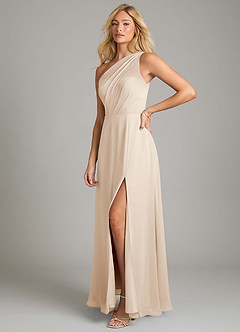 Azazie Phaedra Bridesmaid Dresses White Alabaster A-Line One Shoulder Chiffon Dress image13