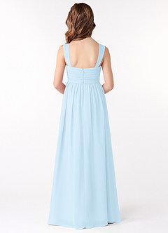 Azazie Evie Junior Vestido de Azul Cielo de Gasa de Corte en A con Plisado image3