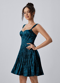 Jade Navy Black Floral Pleated Lace-Up Mini Dress image3