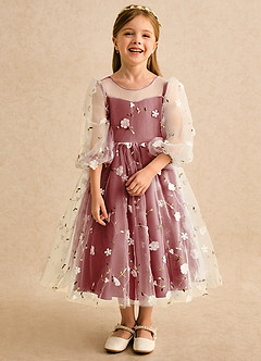 Azazie Elowen Flower Girl Dresses Rust A-Line Sweetheart Neckline Lace Dress image5