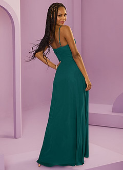 Barbie ♥ Azazie Bridesmaid Dresses Peacock A-Line with Pockets Chiffon Dress image11
