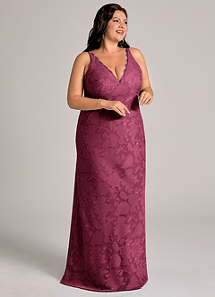 Azazie Tianna Robes de demoiselle d'honneur Robe Fourreau en Blumen-Burnout Dentelle Mûre image11