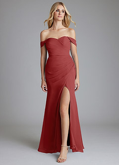 Azazie Haisley Vestidos de damas de honor Vestido de Óxido de Gasa de Corte Recto Convertible con Vestidos sin tirantes image1