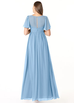 Azazie Verna Äitiys morsiusneito mekot A-linja V-kaula rypytetty Sifonki Lattian pituus Pukeutua image2