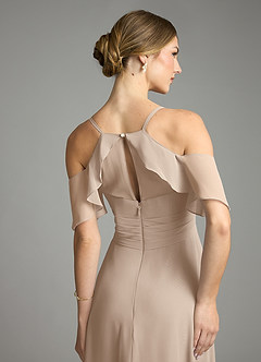 Azazie Dakota Bridesmaid Dresses Taupe A-Line V-Neck Pleated Chiffon Dress image10