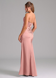 Azazie Lucille Vestidos de damas de honor Vestido de Rosetón de Satén Elástico de Corte Sirena Convertible con Sin tirantes image4