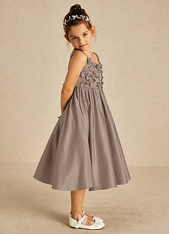 Azazie Midge Final Sale Dusty Blue A-Line Bow Matte Satin Dress image4