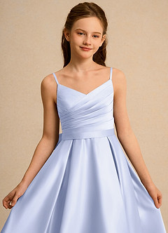 Azazie Sweets Junior Formal vestidos de niña de las flores Vestido de Lavanda de Satin Mate de Corte En A con Plisado image6