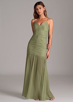 Azazie Aimie Bridesmaid Dresses Pistachio Mermaid Mesh Dress image4