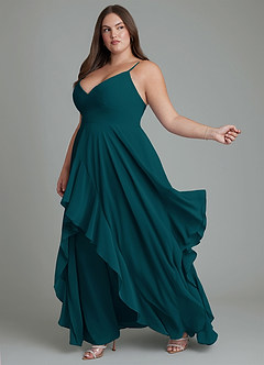 Azazie Zaina Abiti da Damigella Abito A-Line in Chiffon Pino image10