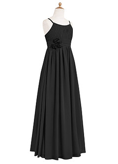 Azazie Astrid Junior Black A-Line Floral Chiffon Dress image6