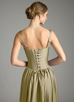 Azazie Evadina Suknie dla druhen Linia A Gorset Satyna elastyczna Do ziemi Sukienka image6