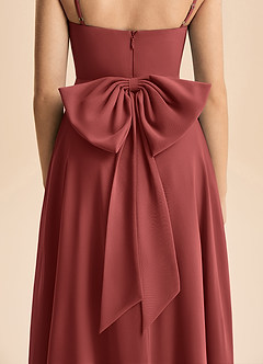 Azazie Bear Junior Terracotta A-Line Pleated Chiffon Dress image7