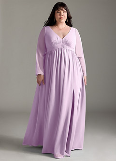 Azazie Teton Zwangerschaps Bruidsmeisjekleding A-Lijn Lange mouw Chiffon Vloerlengte Jurk image9
