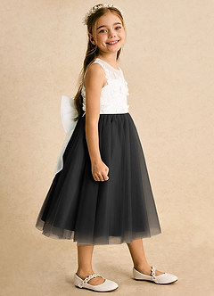 Azazie Lina Flower Girl Dresses Ivory Black Ball-Gown Lace Dress image6