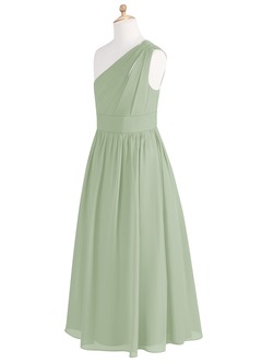 Azazie Molly Junior Dusty Sage A-Line Pleated Chiffon Dress image9