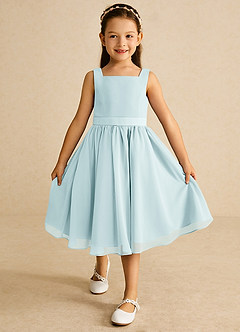 Azazie Ari Flower Girl Dresses Mist A-Line Sleeveless Chiffon Dress image2
