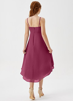 Azazie Mariam Junior Mulberry A-Line Pleated Chiffon Dress image6