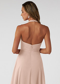 Azazie Tessie Brautjungfernkleider A-Linie V-Hals Gefaltet Chiffon Kleid Englisches Rosa image4