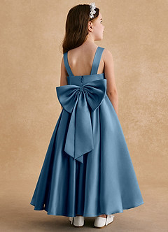 Azazie Honey Bear Flower Girl Dresses Bermuda A-Line Pleated Matte Satin Dress image1