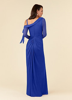 Azazie Marna vestidos de madre de la novia Vestido de Azul Real de Malla de Recto con Hombro unilateral image3