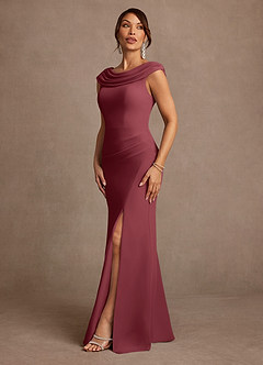 Azazie Irvine Mother of the Bride Dresses Merlot A-Line Pleated Chiffon Dress image4