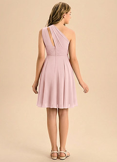 Azazie Charlize Junior Vestido de Rosa Empolvado de Gasa de Corte en A con Plisado image2