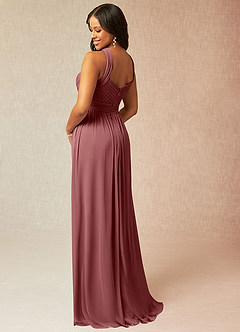 Azazie Hillian Bridesmaid Dresses Amethyst A-Line Halter Pleated Mesh Dress image4
