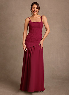 Azazie Flossie 신부의 어머니 드레스 A라인 주름진 쉬폰 플로어 길이 드레스 image4