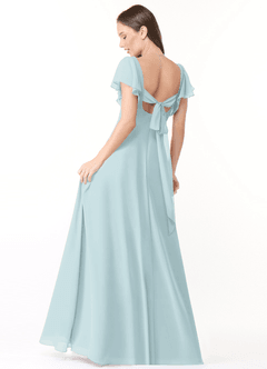 Azazie Syenna Bridesmaid Dresses Mist A-Line Ruched Chiffon Dress image2